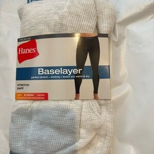 Hanes White Stretch Waffle Knit Pant